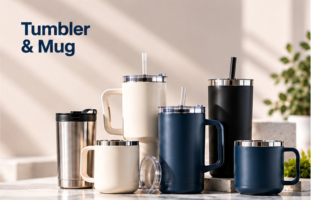 Tumbler & Mug in use