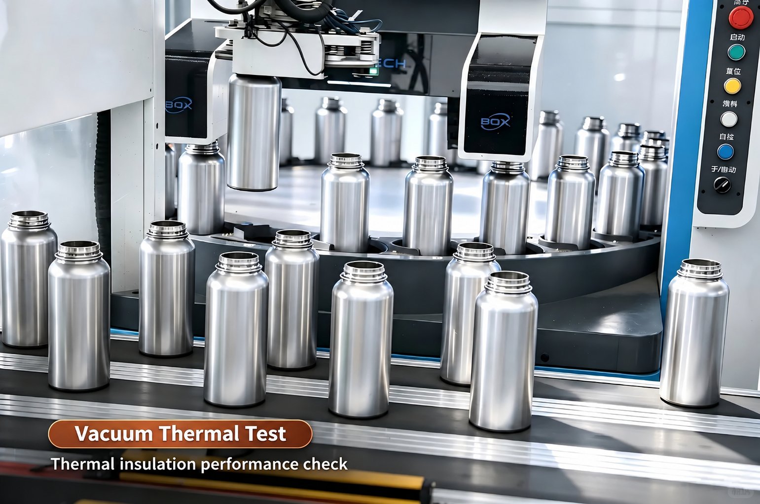 Stainless steel flask bodies on the vacuum thermal test line